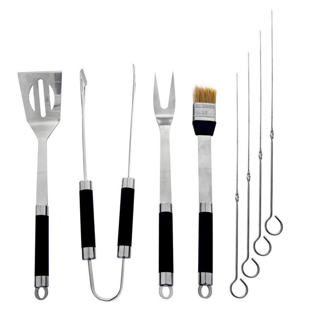 GRILLBESTECK-SET Edelstahl im Koffer 9-teilig Silberfarben - Silberfarben, Metall (37cm) - Orion 