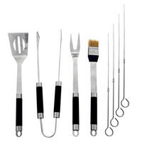 GRILLBESTECK-SET Edelstahl im Koffer 9-teilig Silberfarben - Silberfarben, Metall (37cm) - Orion 
