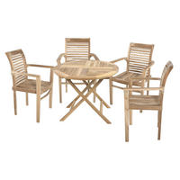 GARTEN-SITZGRUPPE Mirja 5-teilig Gartenmöbel-Set - Teakfarben, Holz - DELUKE