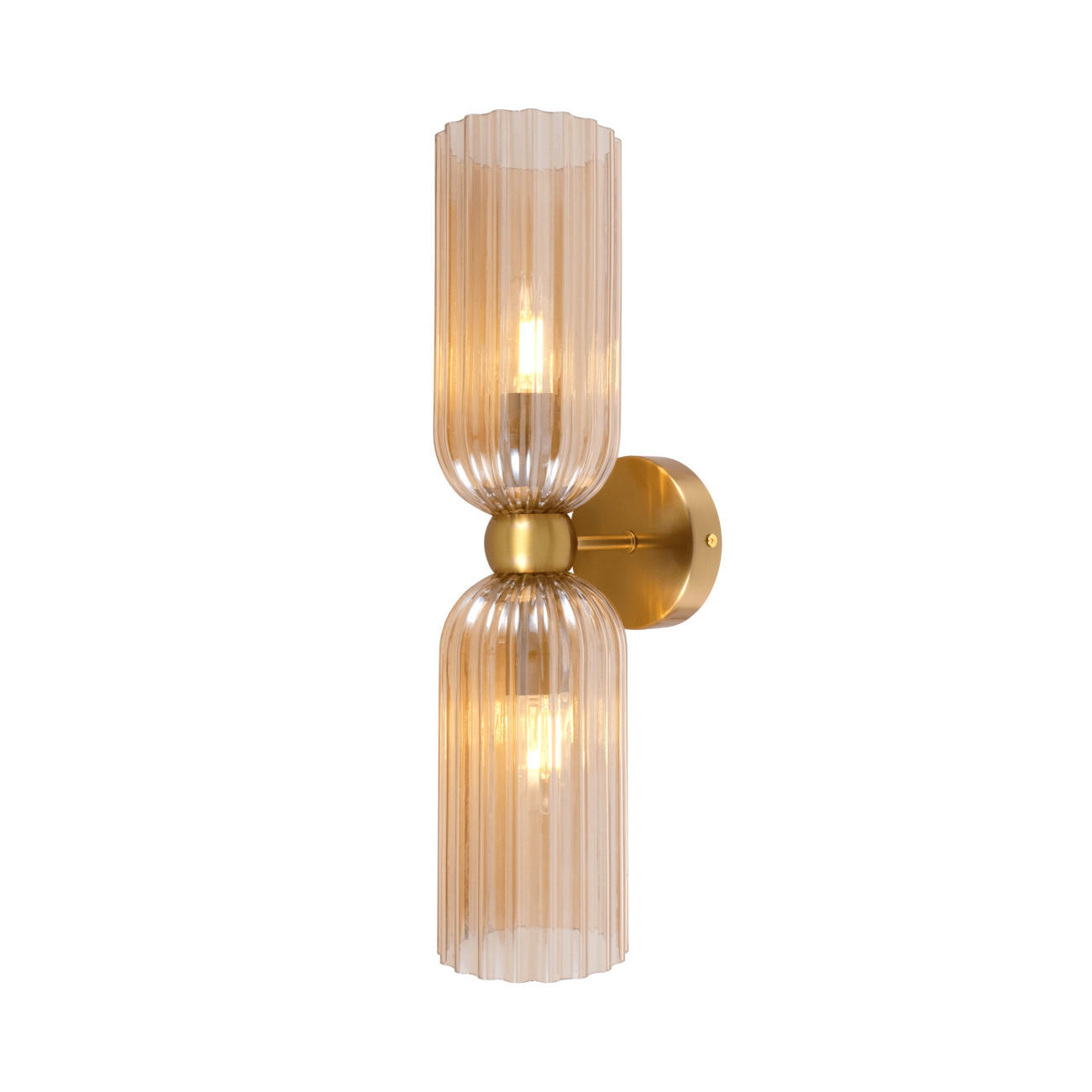 WANDLEUCHTE Leonora, Bernstein und Messing, 42.5cm - Goldfarben, Glas (10/10/42.5cm) - KOSILUM