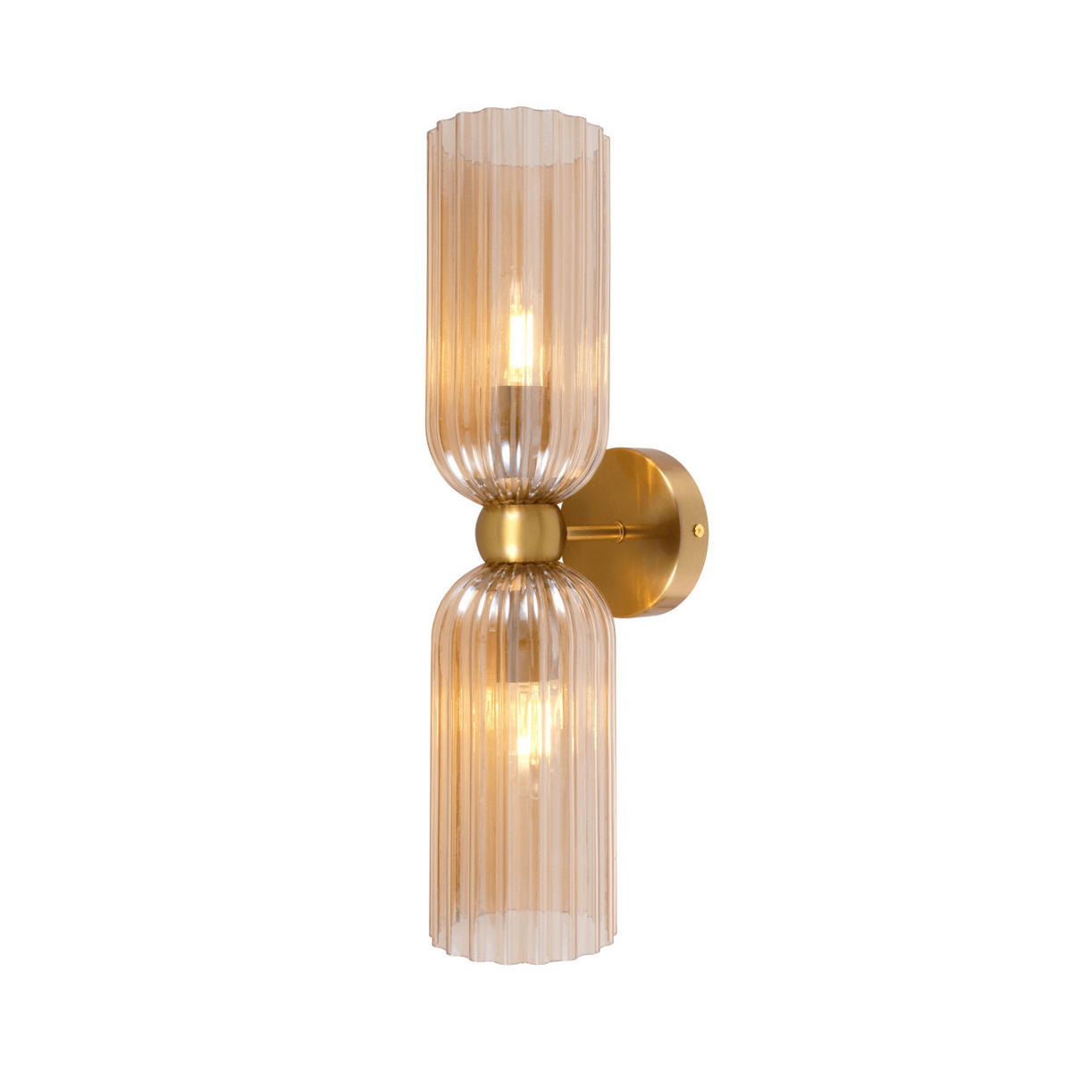 WANDLEUCHTE Leonora, Bernstein und Messing, 42.5cm - Goldfarben, Glas (10/42.5/16cm) - KOSILUM