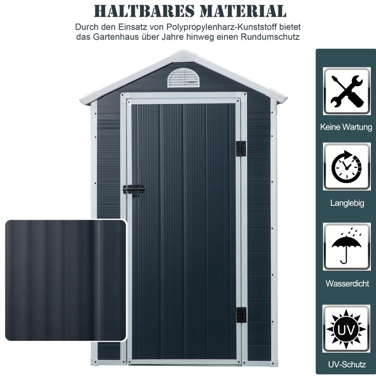 GERÄTEHAUS aus Metall 134x104x204 cm Grau mit Lüftungsfenster - Grau, Metall (104/204/134cm) - Modfu