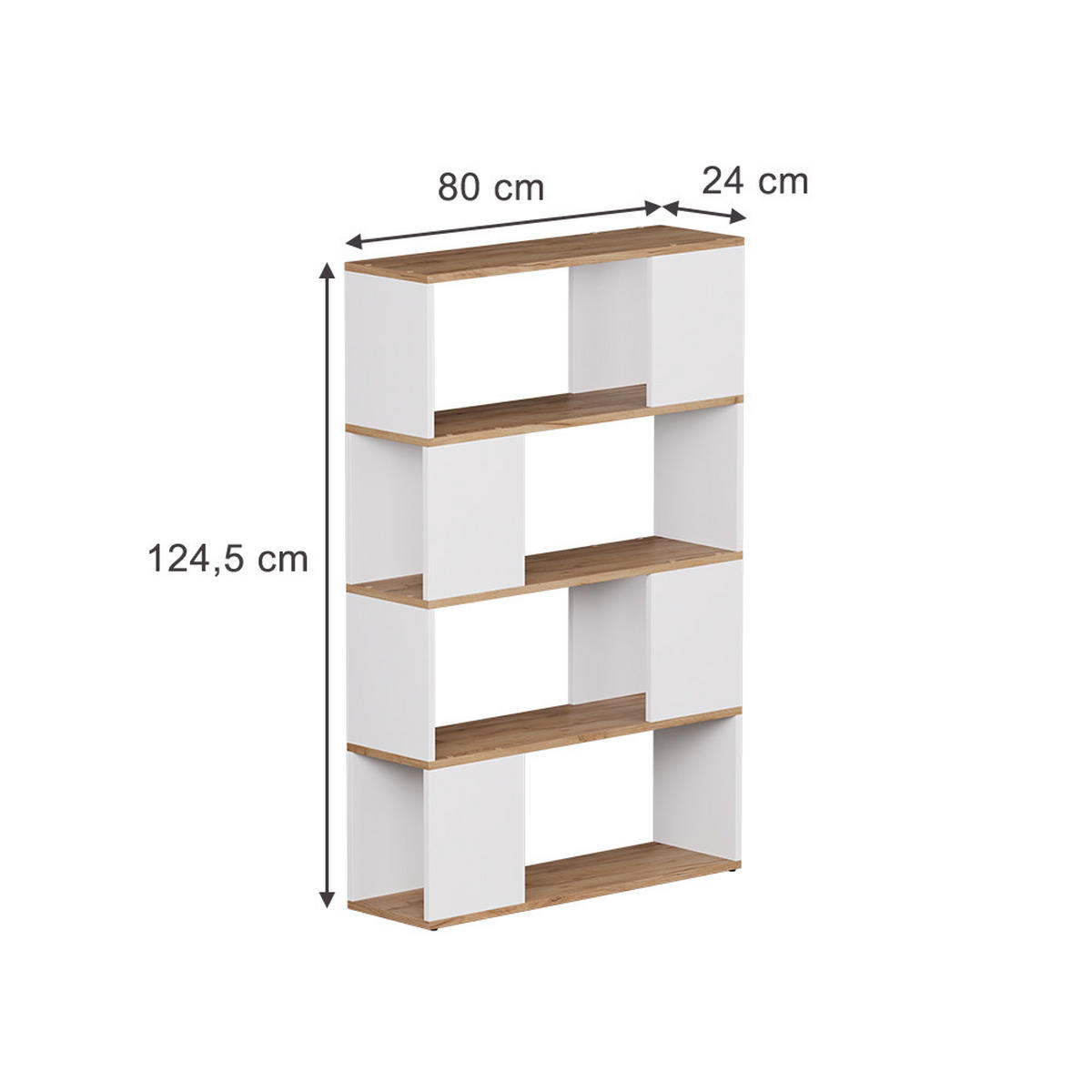 RAUMTEILER Eneos Weiß/Goldkraft Eiche 80 x 124.5 cm - Honigeiche/Weiß, Holzwerkstoff (80/124.5/24cm) - Vicco