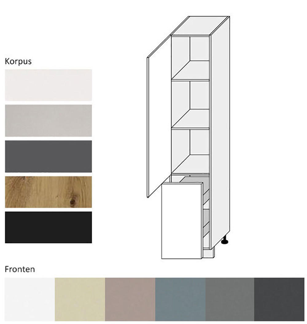 Thumbnail - Feldmann-Wohnen Apothekerschrank, Creme, Schwarz, Metall, 3 Fächer, 1 Schubladen, Rechteckig, 40x207x59 cm, Küchen, Küch...