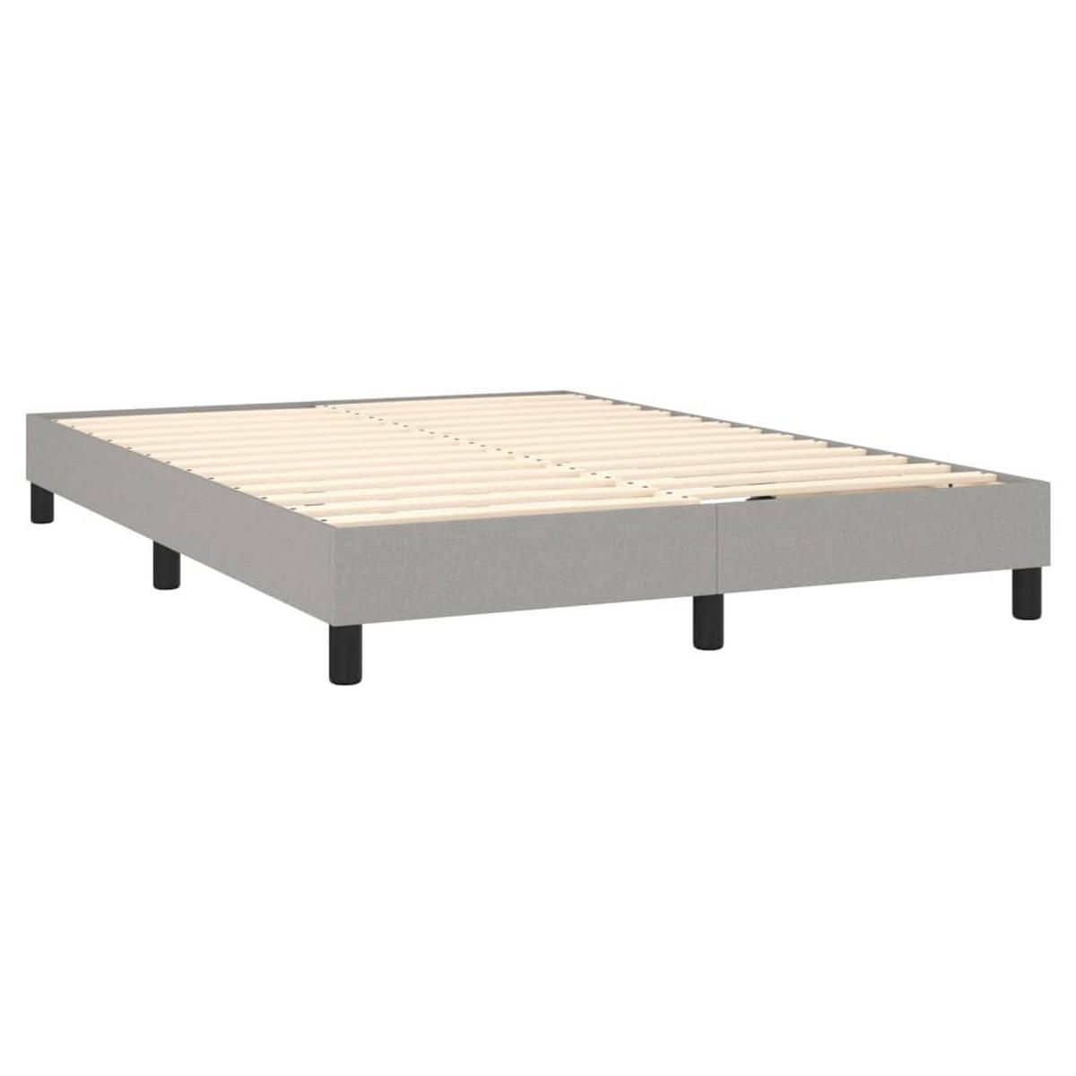 BOXSPRINGBETT MIT MATRATZE & LED HELLGRAU 140X200 CM STOFF - Hellgrau, Holz/Textil - vidaXL