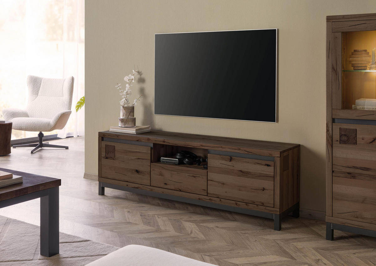 TV-BOARD Kernbuche 170x40x56 tabacco braun geölt VILLANDERS #213 - Dunkelbraun, Holz (170/56/40cm) - Massivmoebel24