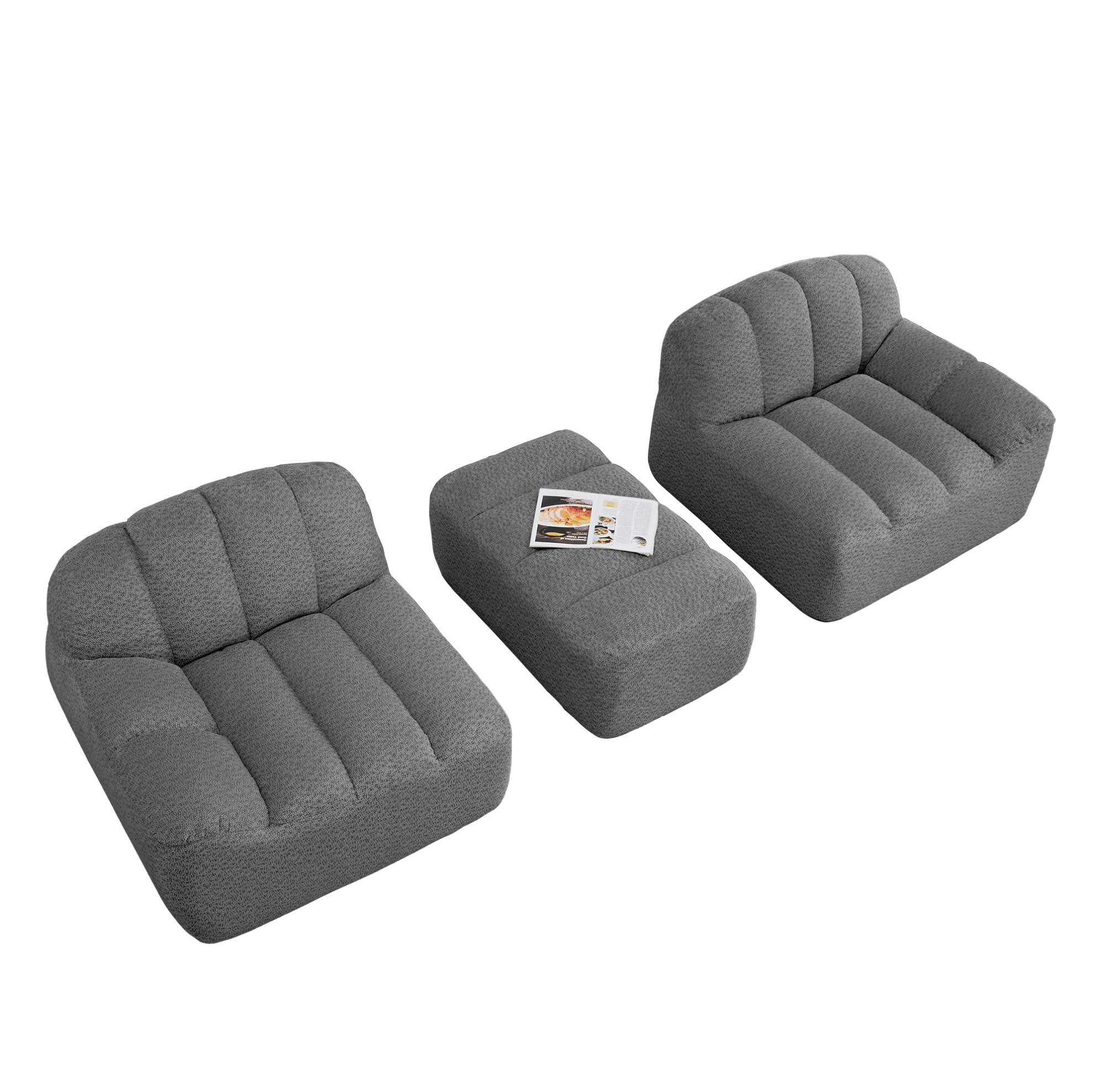 ECKSOFA 210/165/79 cm grau aus Granular Fleece ohne Montage - Grau, Textil (165/210cm) - OKWISH