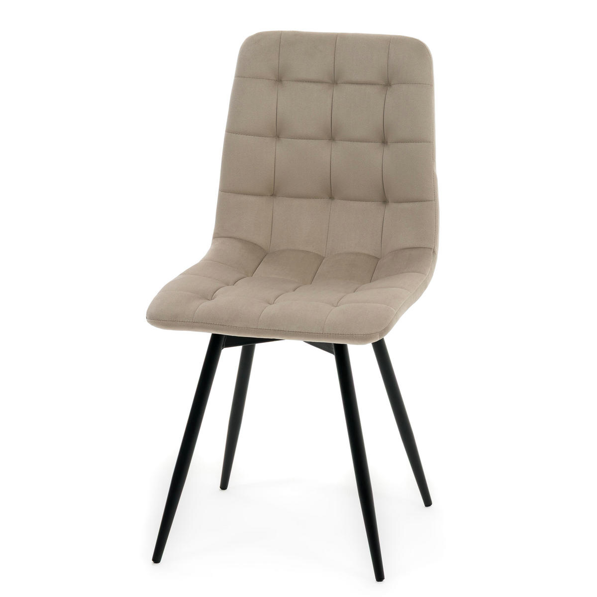 STUHL ARCO drehbar gepolstert mit Steppung - dunkelbeige - Samt Velours - Schwarz/Braun, Textil/Metall (46/90/51cm) - NEW HOME