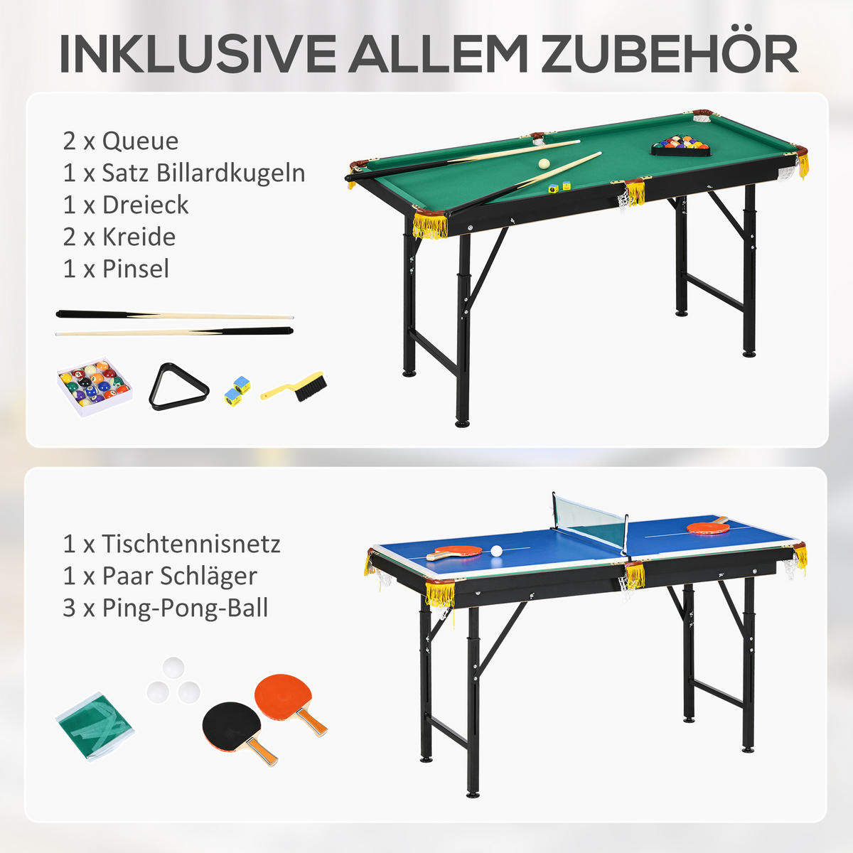 MULTIGAME Spieletisch - Blau, Holzwerkstoff (63/140cm) - SPORTNOW