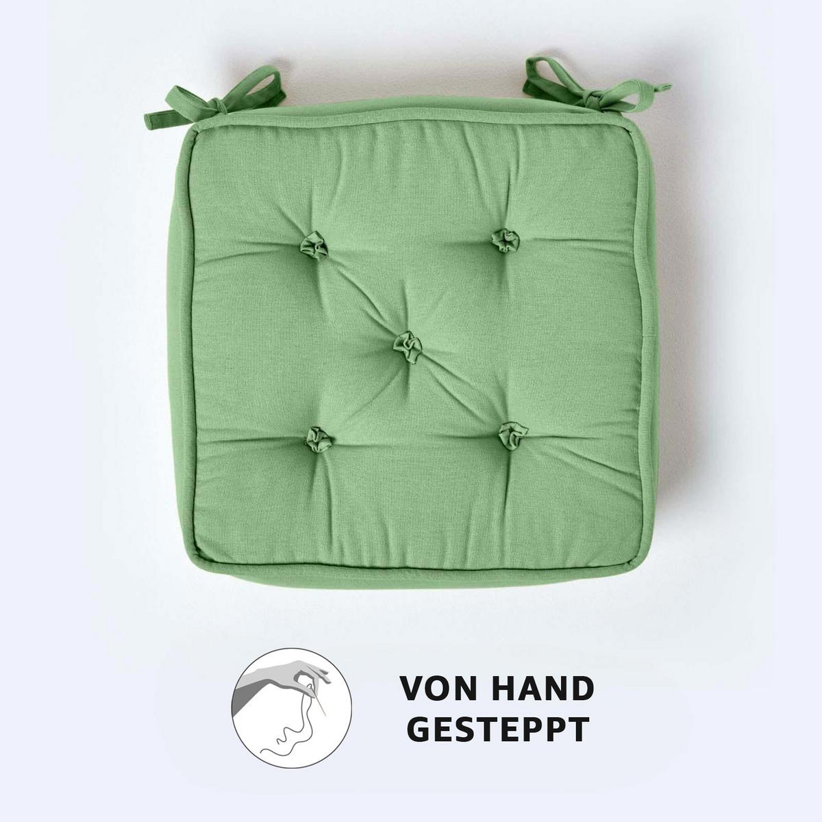 SITZKISSEN grün 40/40/10 cm – Stuhlkissen Baumwolle - Grün, Textil (40/40/10cm) - Homescapes
