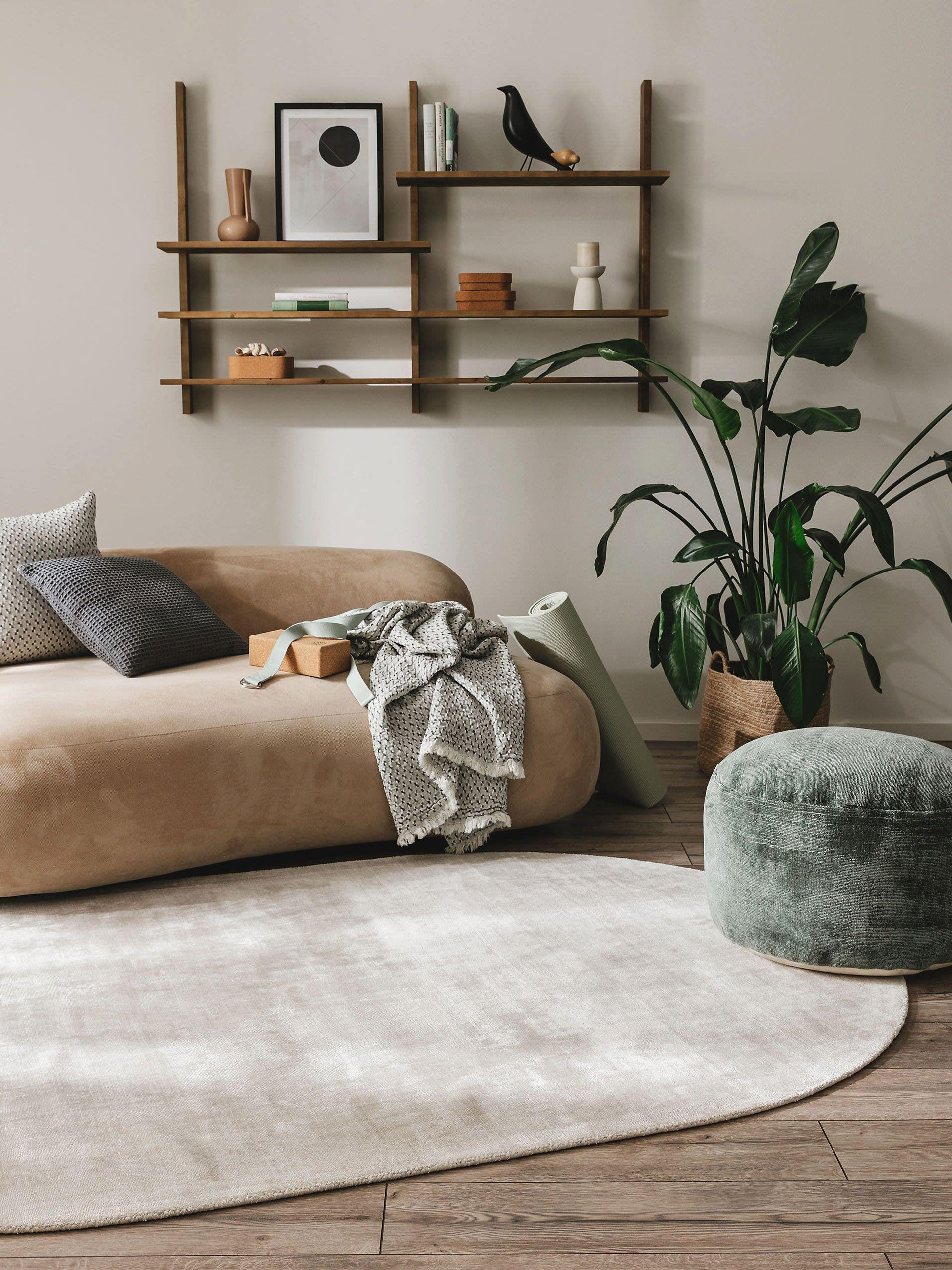 VISKOSETEPPICH OVAL Nova Hellgrau 150x230 cm - Hellgrau, Textil (150/230cm) - benuta Pure