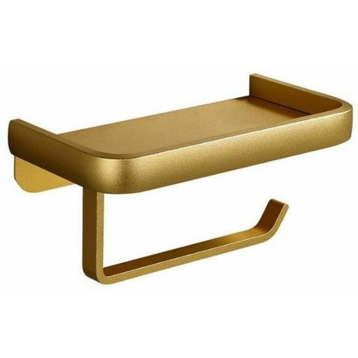 TOILETTENPAPIERHALTER Vergoldet doppellagig Aluminium 16,7 x 9,5 x 6,2 cm mit Ablage selbstklebend/Endkappen - Gelb, Metall (9.5/6.2/16.7cm) - MCBOSON