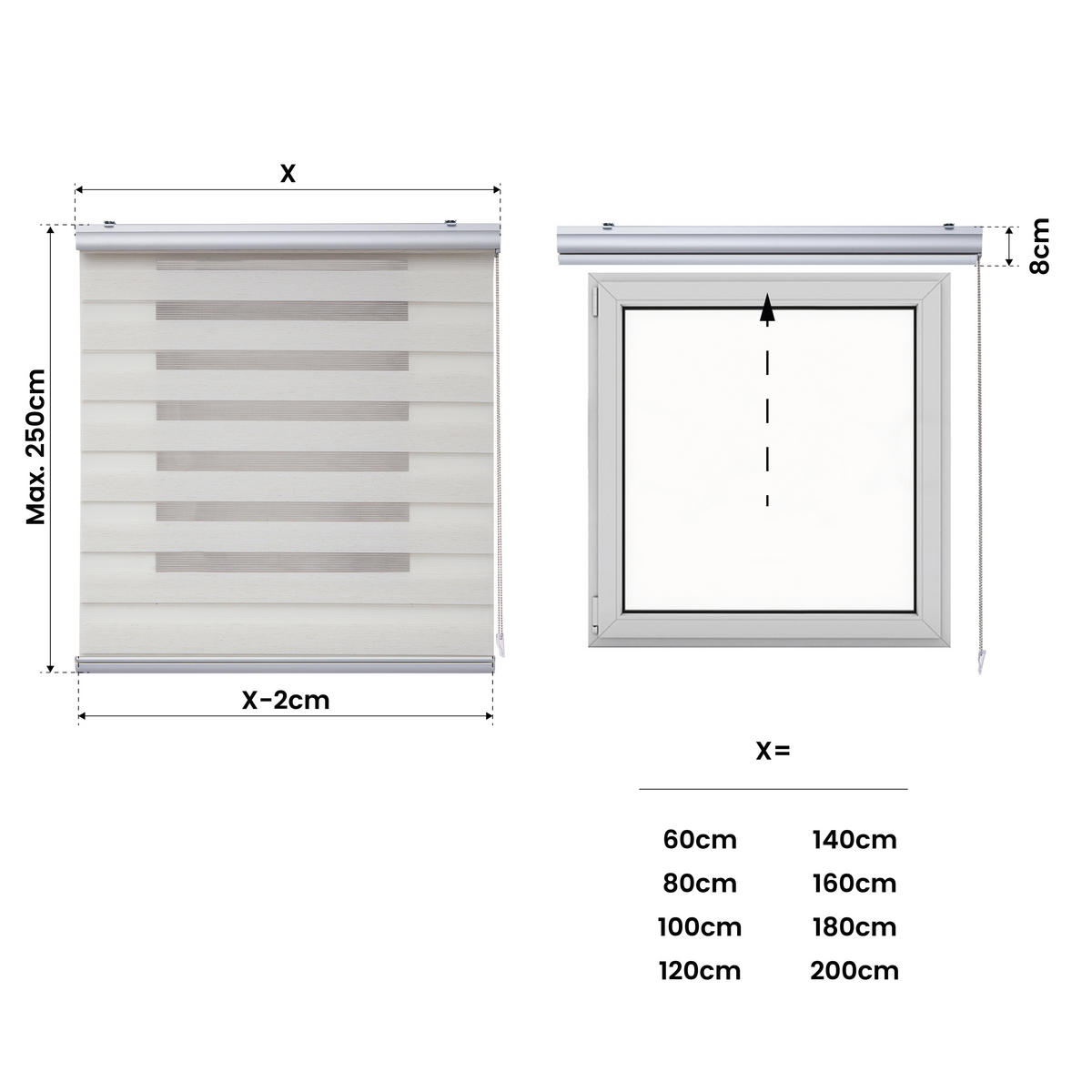 DOPPELROLLO Leinen 100x250 cm - Creme, Kunststoff (100/250cm) - STORESDECO