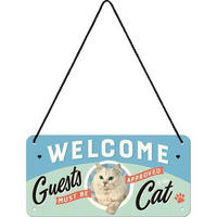 HÄNGESCHILD 10/20 cm Pfotenschild Welcome Guests Cat - Multicolor, Metall (20/10/0.2cm) - Nostalgic-Art