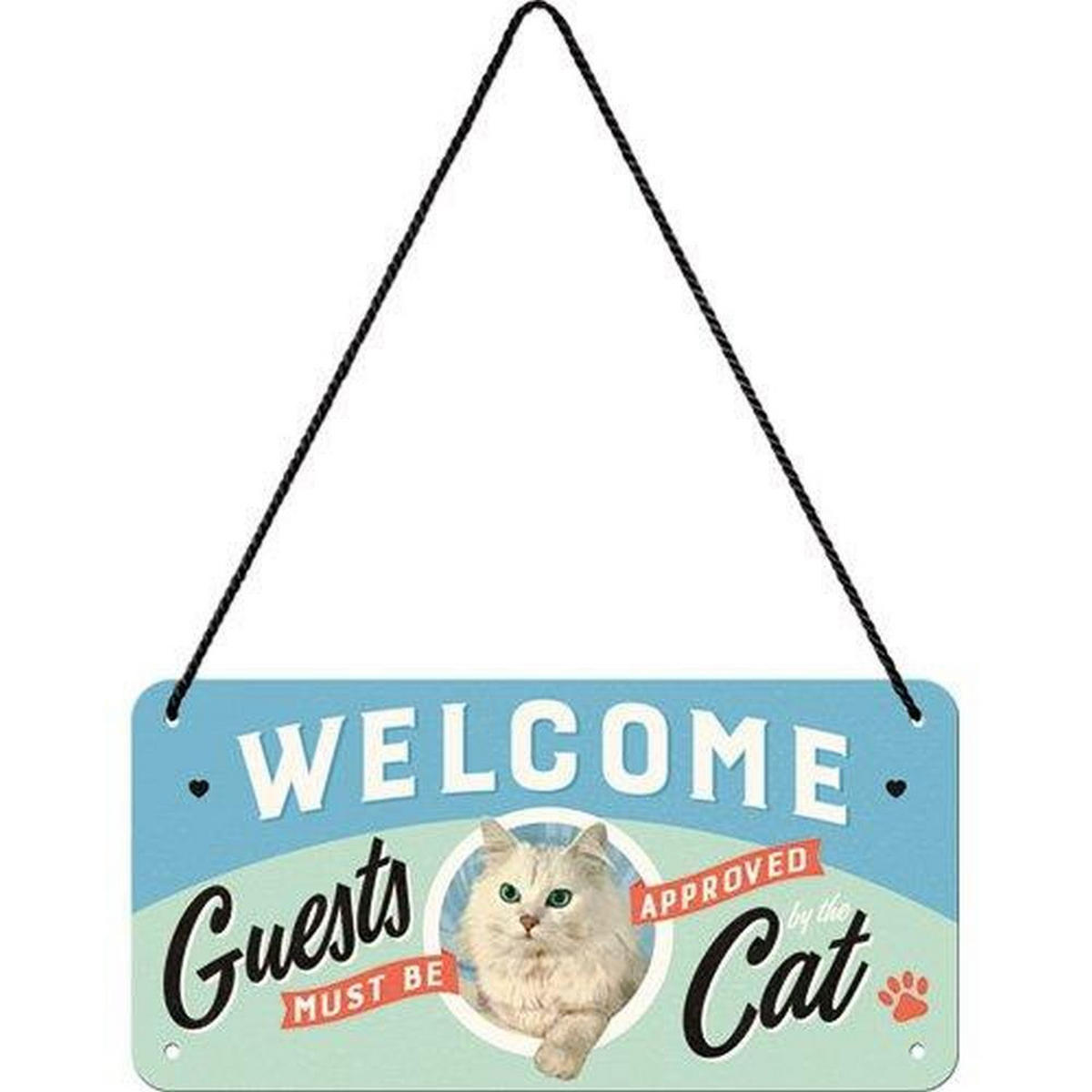 HÄNGESCHILD 10/20 cm Pfotenschild Welcome Guests Cat - Multicolor, Metall (20/10/0.2cm) - Nostalgic-Art