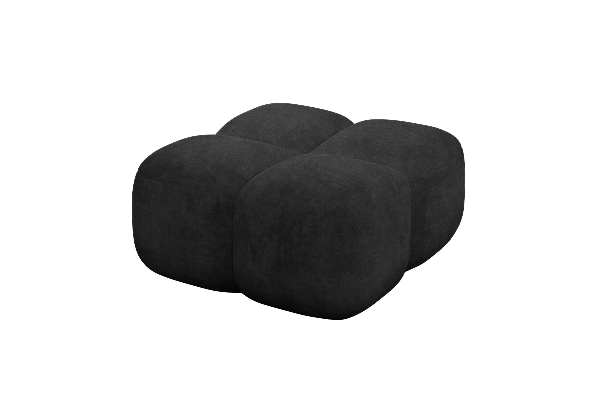 POUF Miko-Puf 90x90x45 Schwarz cm Velours Modular Sitzhocker - Schwarz, Holzwerkstoff/Kunststoff (90/43/90cm) - ALTDECOR