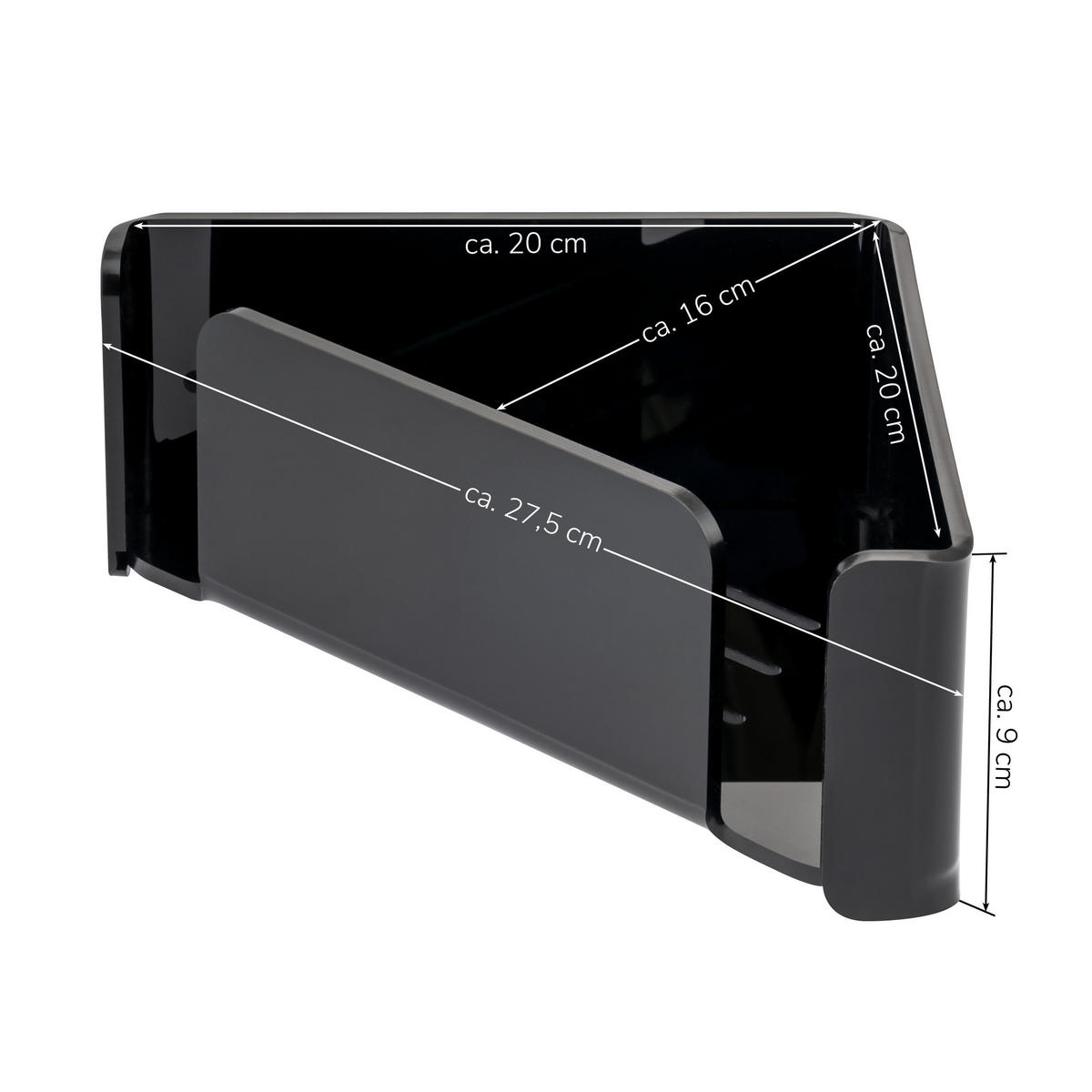 ECK-DUSCHKORB, schwarz, Acryl - Schwarz, Kunststoff (20/9/20cm) - bremermann