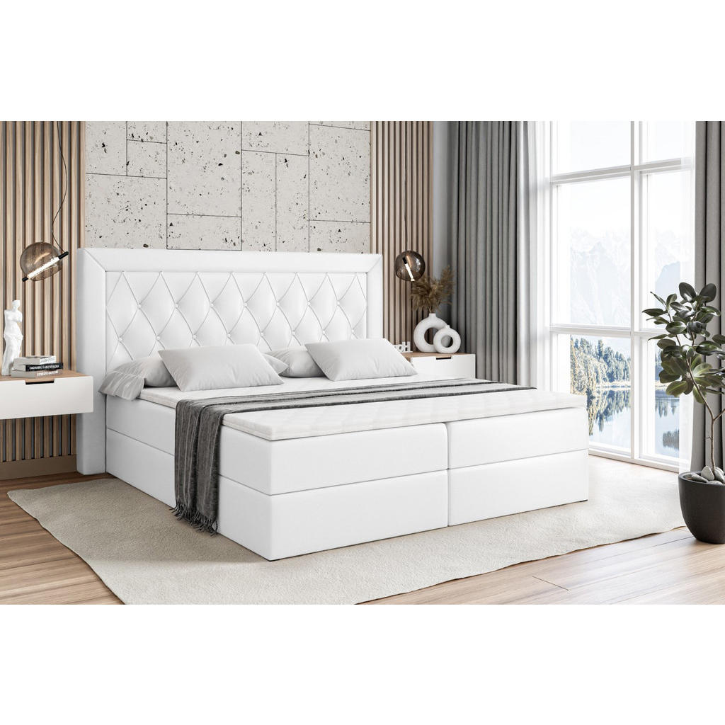 Thumbnail - Altdecor Boxbett, Weiß Hochglanz, Holzwerkstoff, Höhe ca. 19 cm, 160x200 cm, Schlafzimmer, Betten, Boxspringbetten