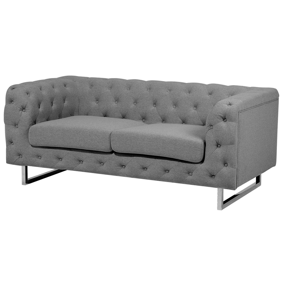 2-SITZER-SOFA Polyester Grau Vissland - Hellgrau, Textil (172/71/87cm) - Beliani