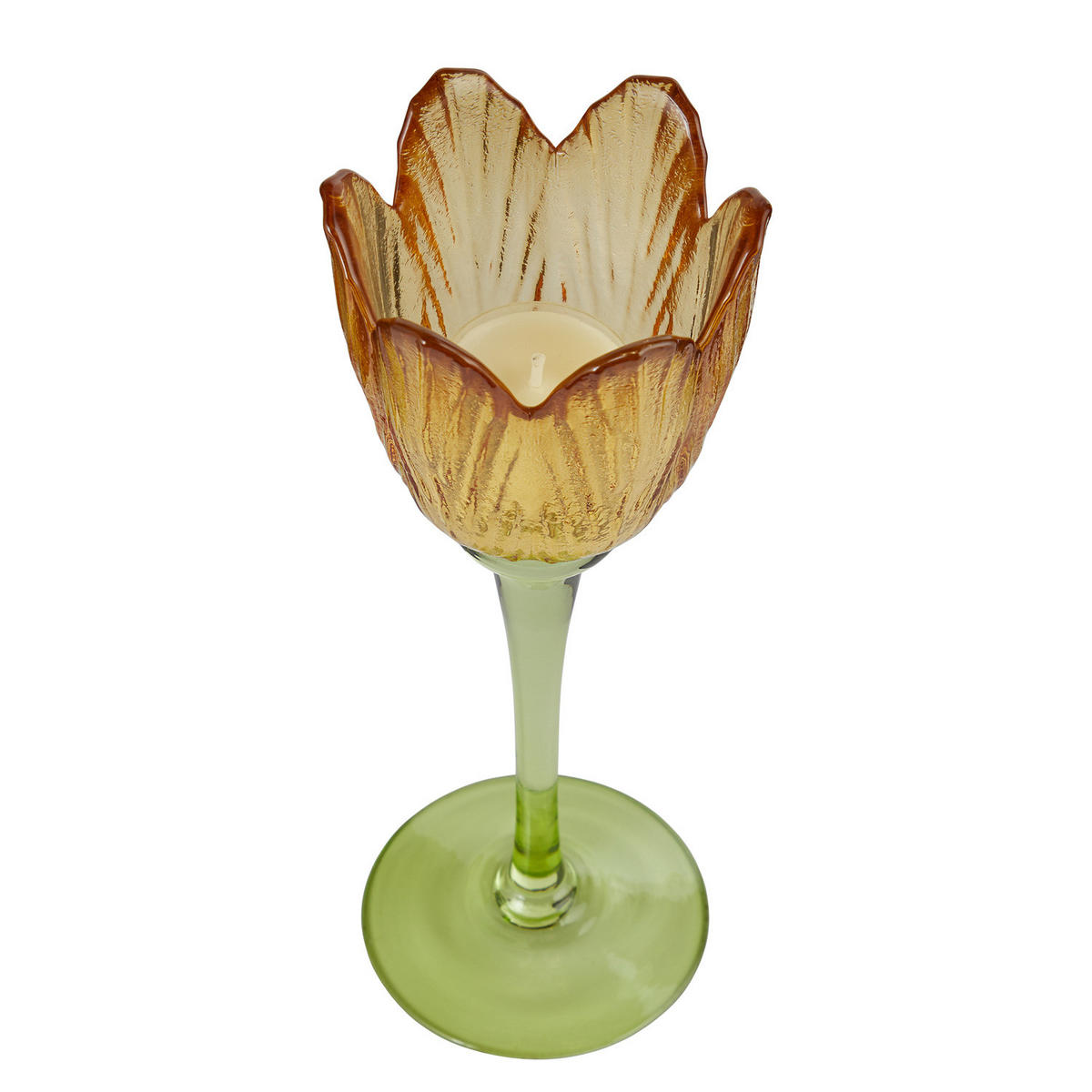TEELICHTHALTER Tulip Tulpe - Gelb, Glas (23cm) - Butlers