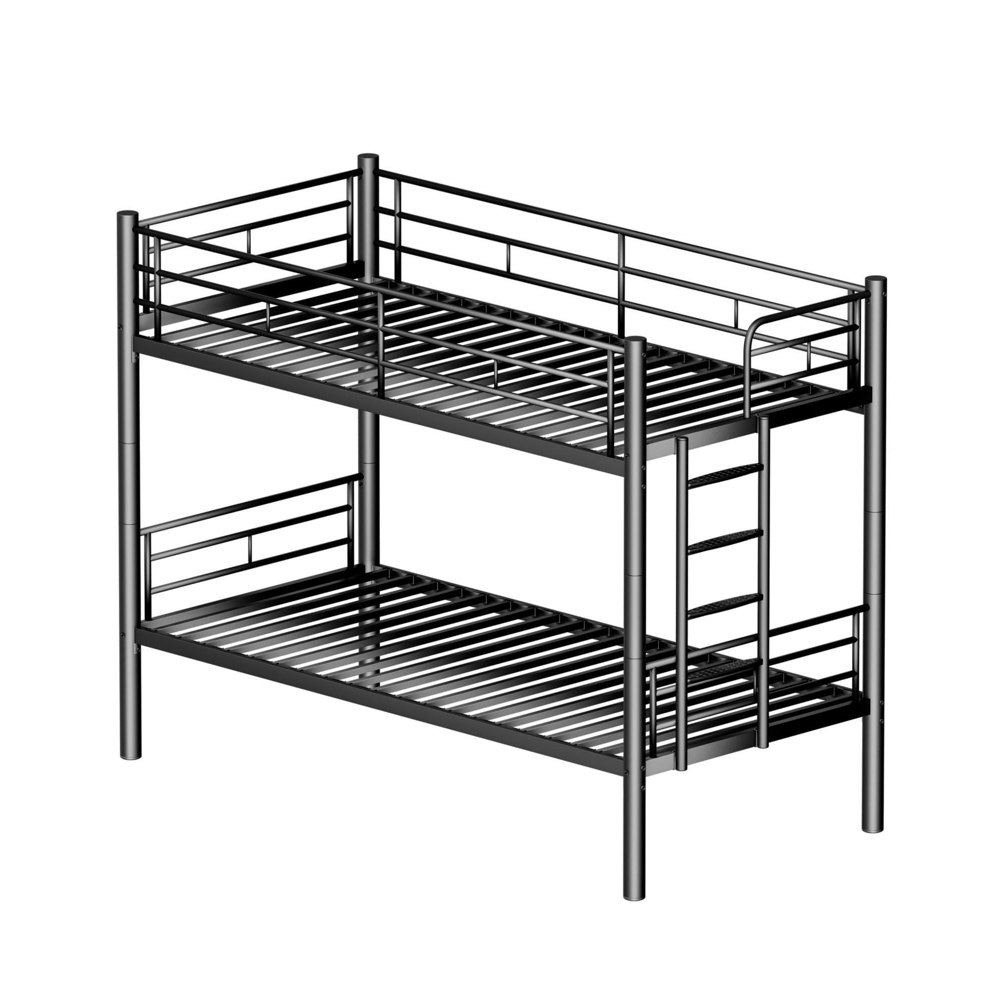 ETAGENBETT 90/190 cm Schwarz aus Metall mit Lattenrost - Schwarz, Metall (90/190cm) - MIVRAY