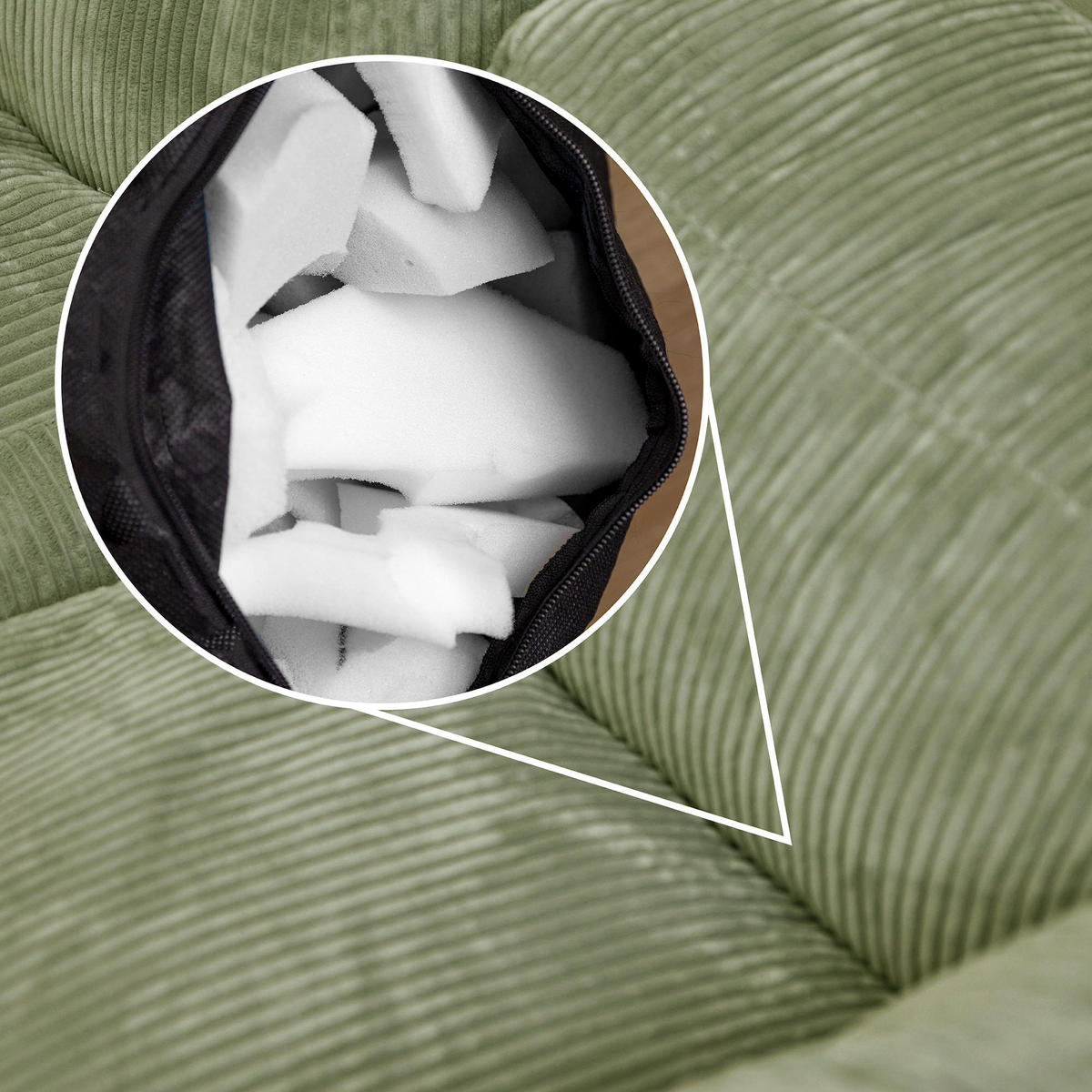 SITZSACK-ECKSESSEL ZEN modular Cord - Grün, Textil (100/68/100cm) - icon