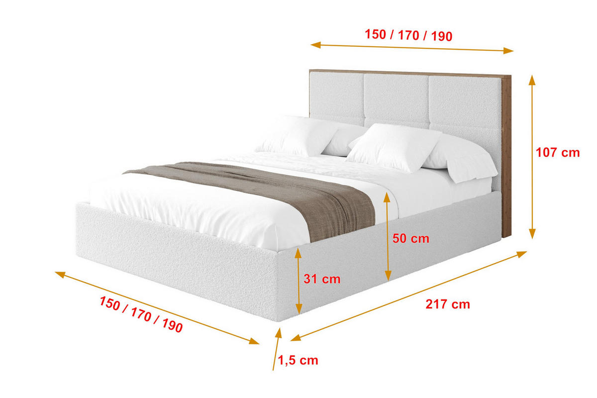 POLSTERBETT mit Bettkasten und Lattenrost, Bett mit Matratze H3/H4 - LILA 140x200 Weiß - Weiß, Holzwerkstoff/Textil (140/200cm) - ALTDECOR