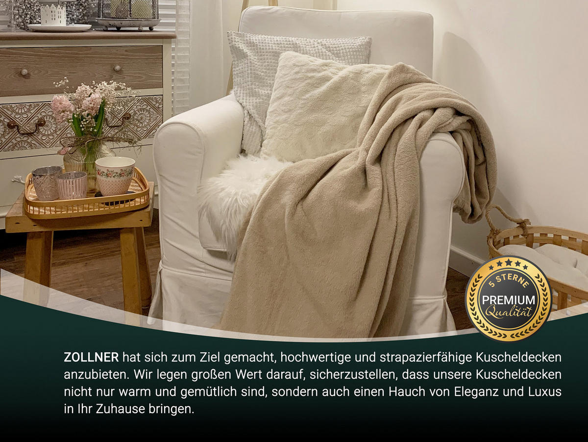 KUSCHELDECKE, 150x200 cm, 100% Polyester, Weiß - Beige, Textil (150/200cm) - Zollner