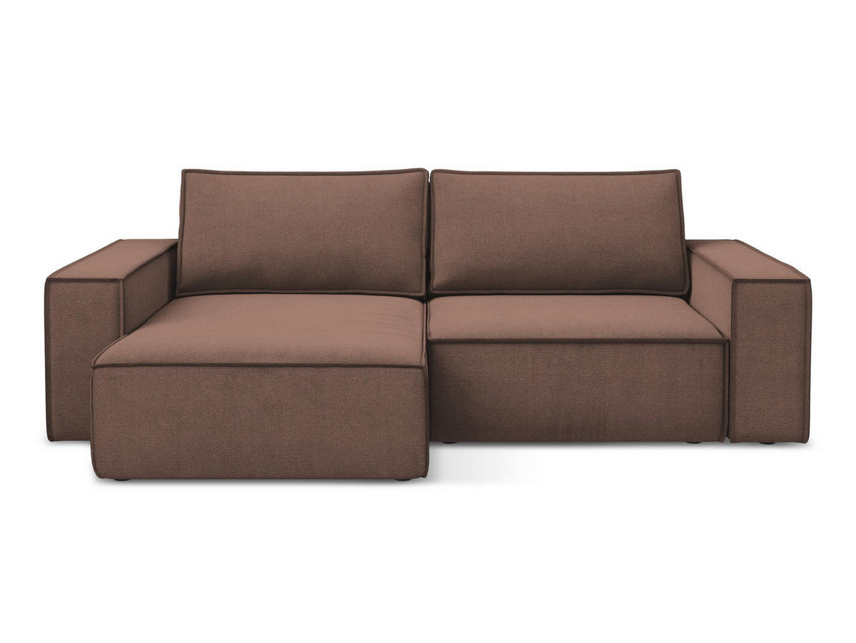 ECKSOFA mit Schlaffunktion Strukturstoff Stoff Pink - Pink/Hellrosa, Kunststoff/Textil (148/257cm) - Makamii