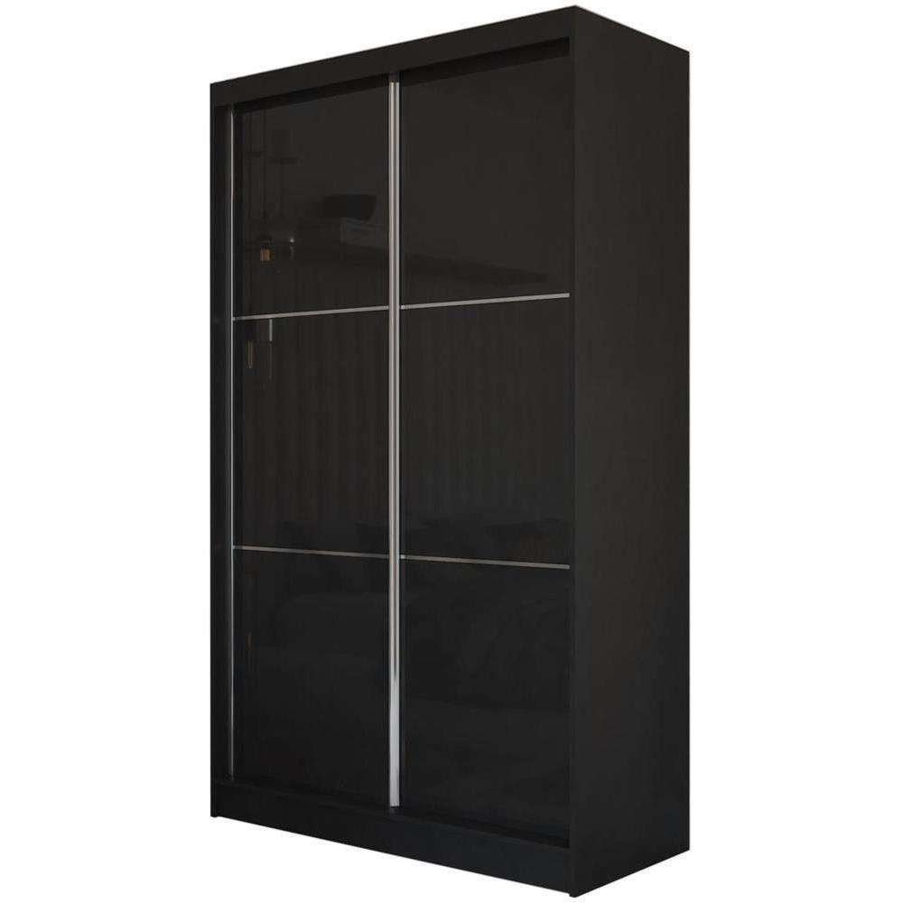 SCHWEBETÜRENSCHRANK Viva 120/216/61 schwarz mit Spiegel und Schubladen - Schwarz, Holzwerkstoff (120/216/61cm) - Beautysofa
