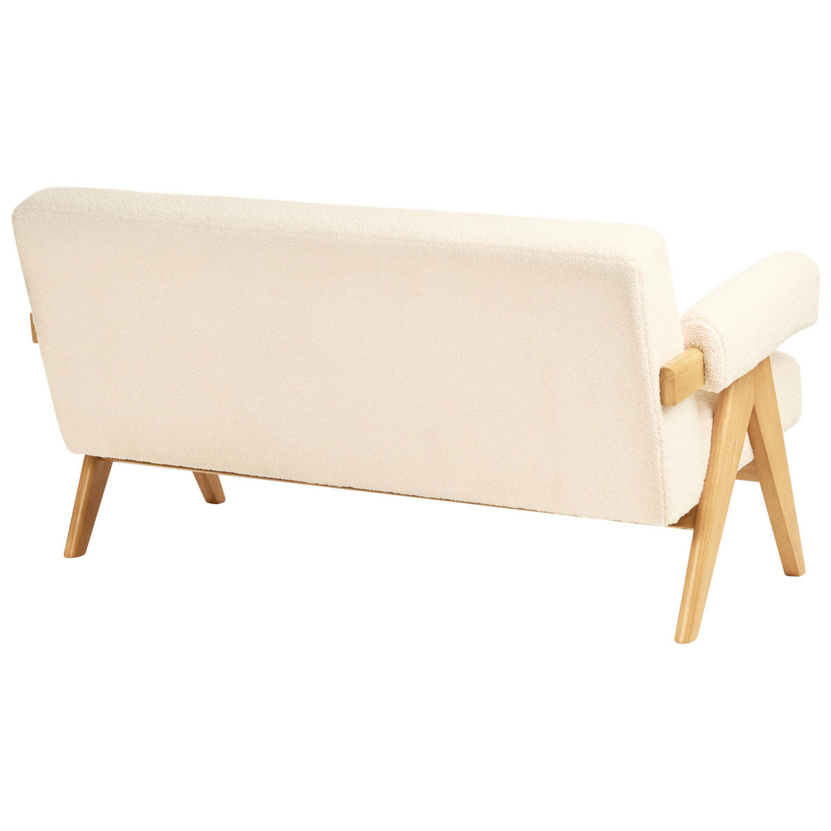 2-SITZER-SOFA Bouclé Cremeweiß/Hellbraun Tamre - Creme, Textil (148/79/78cm) - Beliani