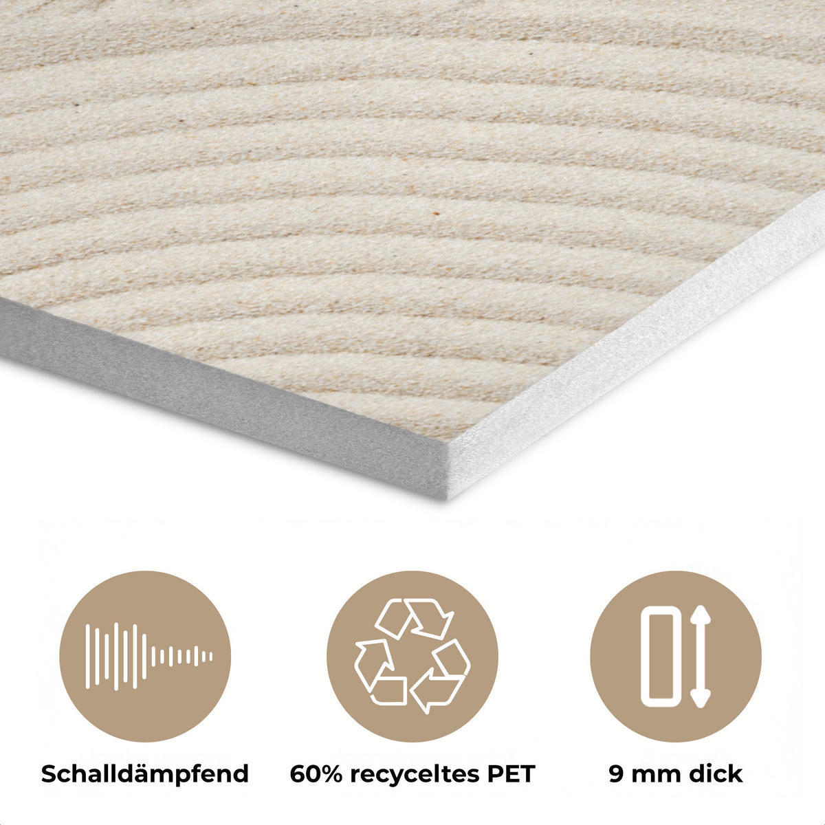 AKUSTIKPANEEL Muster - Abstrakt - Weiß 80x60 cm - Beige, Textil (80/0.9/60cm) - MuchoWow