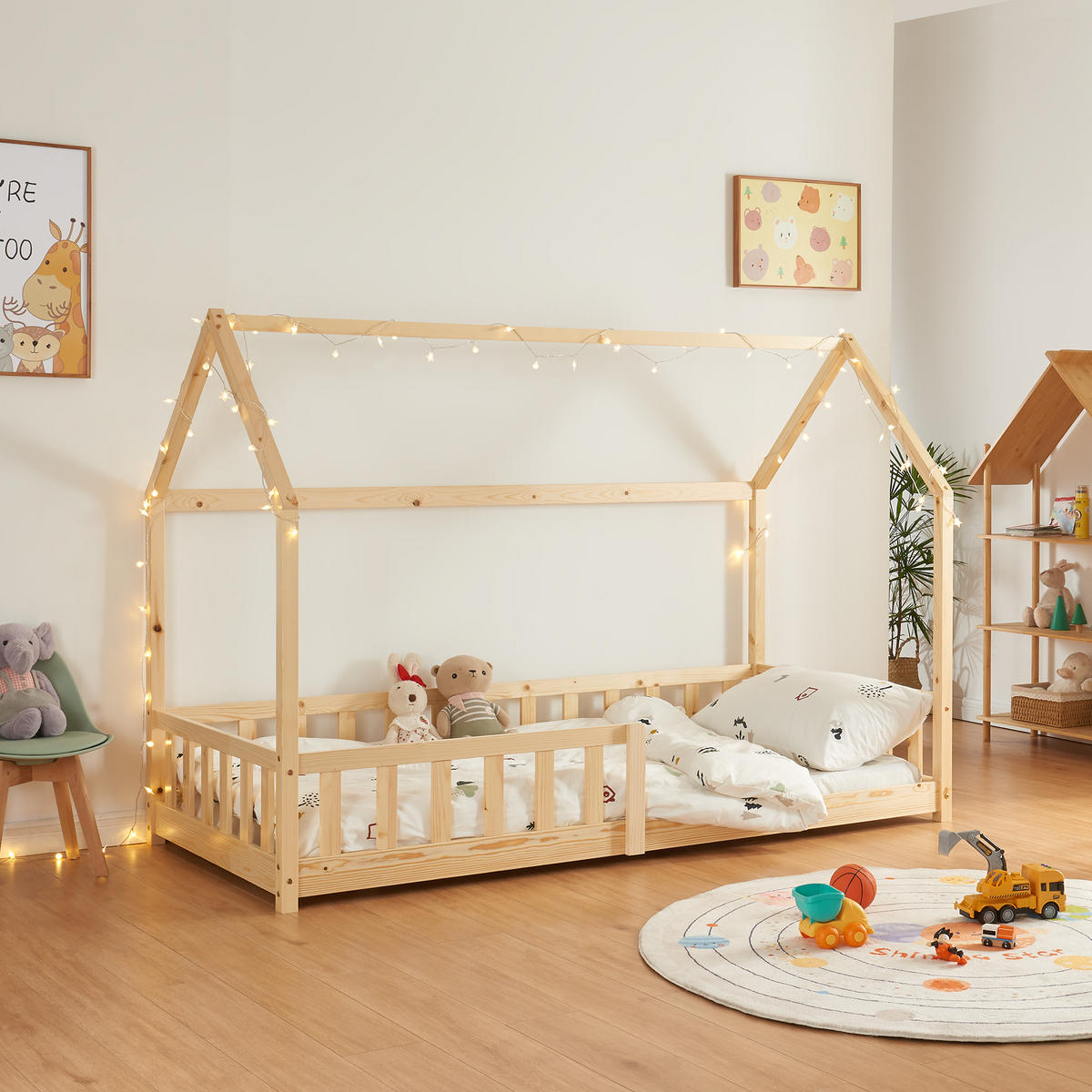 HAUSBETT Hesel - Naturfarben, Holz (90/200cm) - [en.casa]