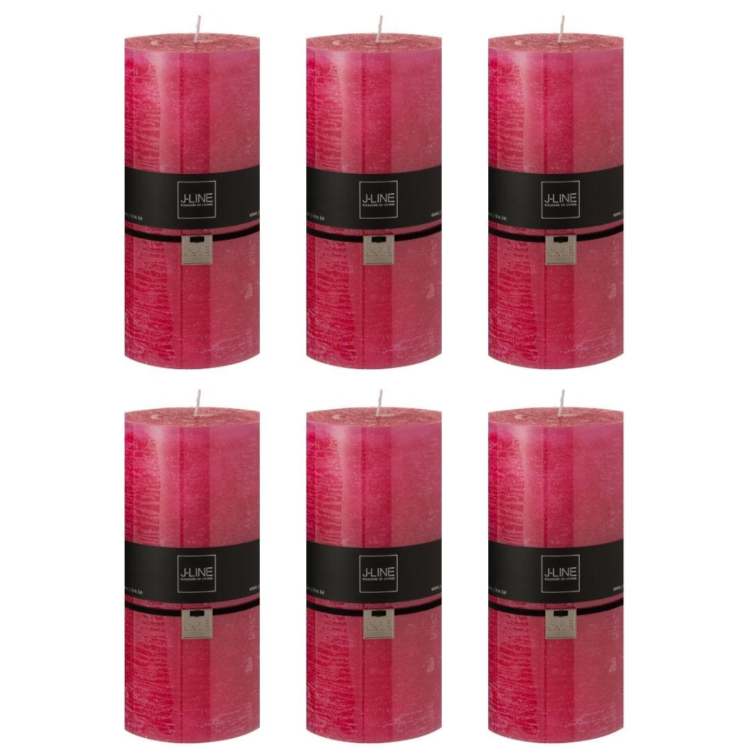 DUFTKERZE ZART - Rosa - XXL - 150 Std. - 6er set - Pink, Paraffin (10/20cm) - J-Line