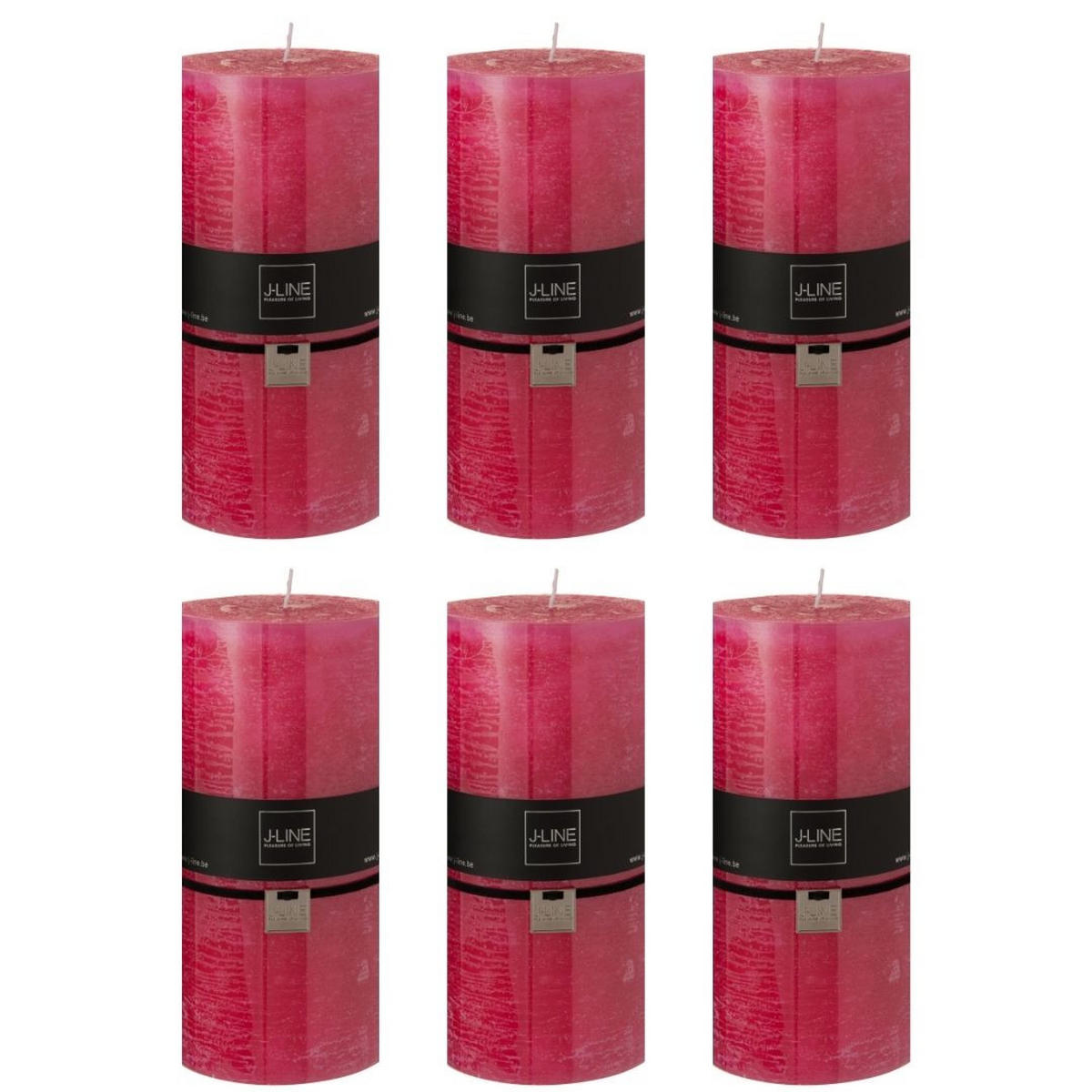 DUFTKERZE ZART - Rosa - XXL - 150 Std. - 6er set - Pink, Paraffin (10/20cm) - J-Line