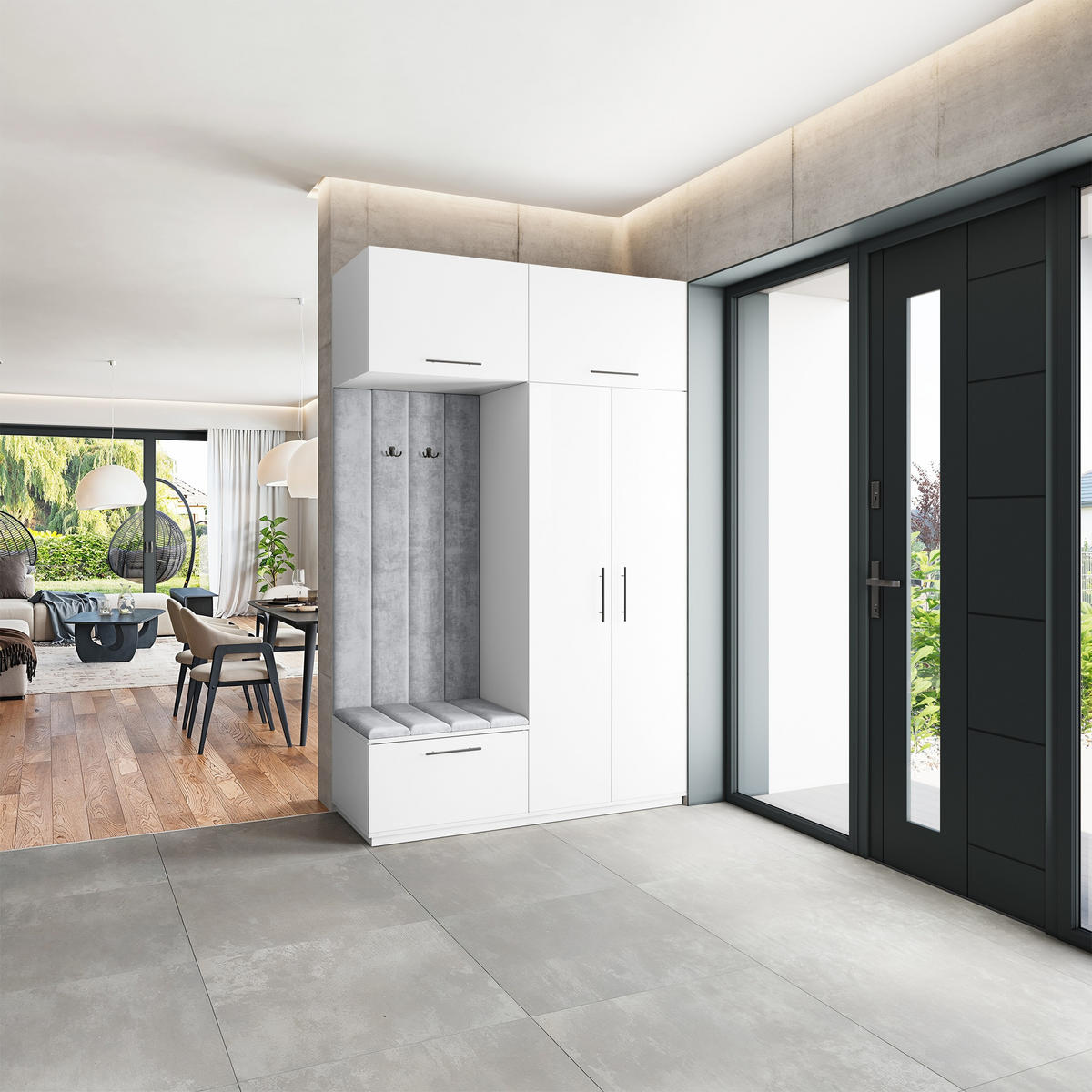 GARDEROBENSCHRANK REMA 150/240/60 cm Modern Weiß - Weiß, Holzwerkstoff (150/240/60cm) - MASSENO