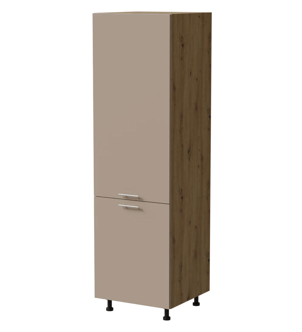 Feldmann-Wohnen Kühlschrankumbauschrank Grau, Eiche Artisan 60x207x59 cm