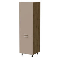 KÜHLSCHRANKUMBAUSCHRANK Brerra D14/DL/60/207 RAL 1019 graubeige Matt / Eiche Artisan Matt 60 / 59 / 207cm - Beige/Eiche Artisan, Holz/Holzwerkstoff (60/207/59cm) - Feldmann-Wohnen