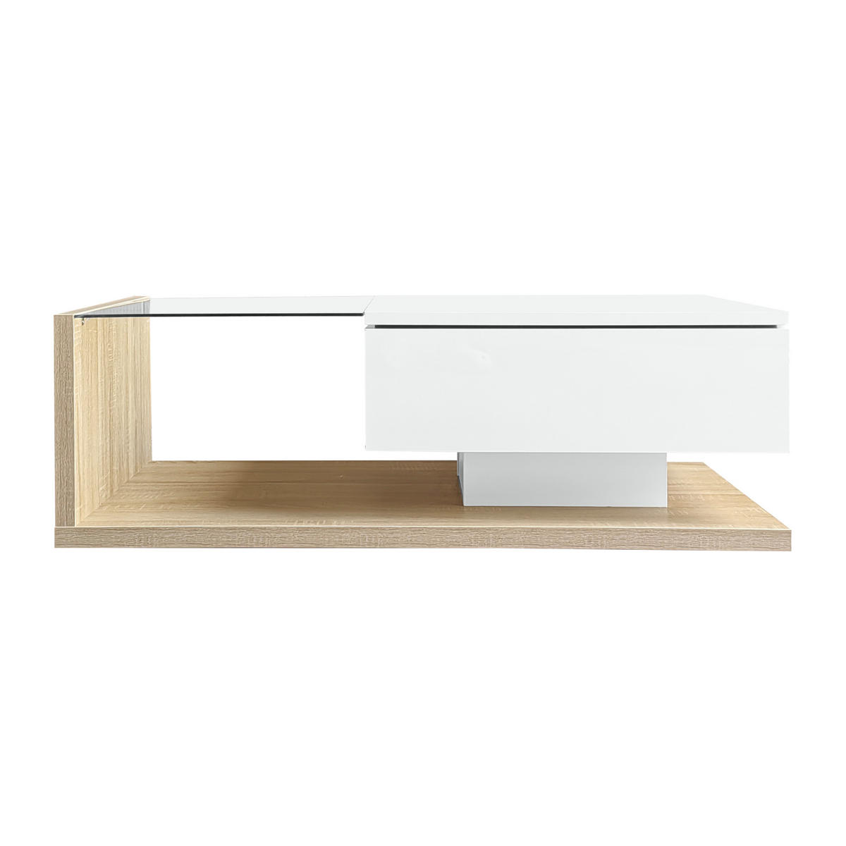 COUCHTISCH aus Spanplatte 105x55x32,5 cm in Natur mit LED-Beleuchtung - Naturfarben, Holzwerkstoff (105/55/32.5cm) - Modfu