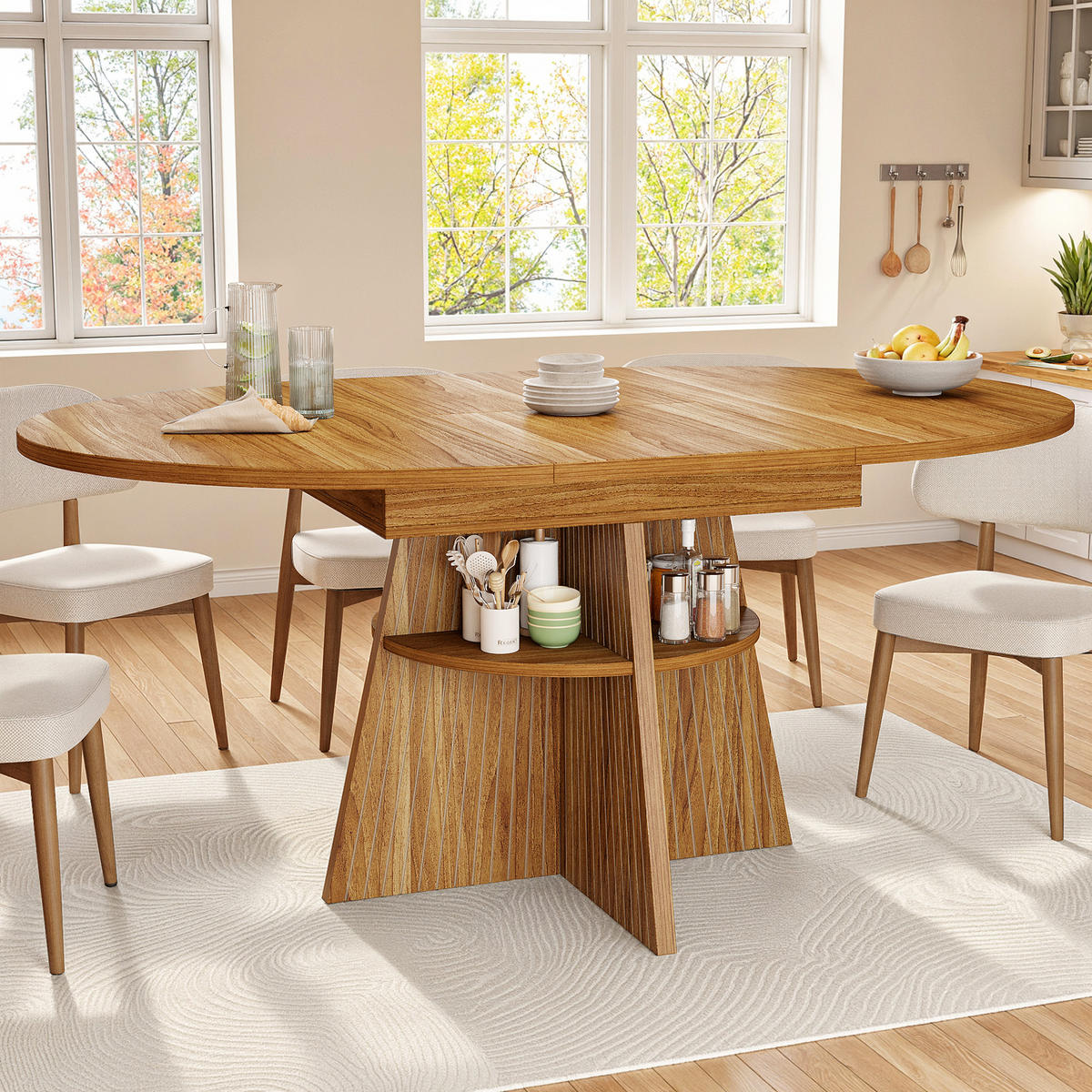 ESSTISCH Ausziehbar Ablagefach MDF Dunkelbraun - Dunkelbraun, Holzwerkstoff (110/110/76cm) - FLIEKS
