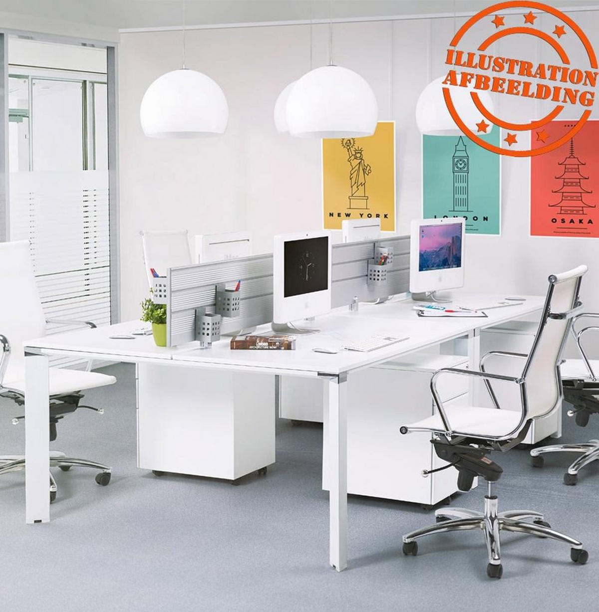 SCHREIBTISCH Minimalistisch Chromakzente Quadratisch KERIX, Weiß 160x160x74,5 cm - Weiß, Holz/Metall (160/160/75cm) - KADIMA DESIGN