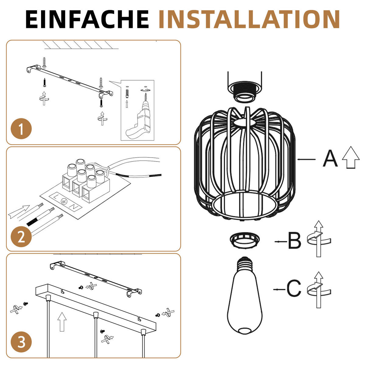 PENDELLEUCHTE Uxvin 62/18/145 cm - Weiß, Holz/Metall (62/18/145cm) - ZMH