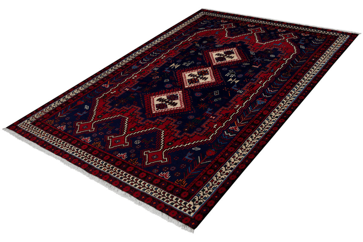 ORIENTTEPPICH handgeknüpft Afshar Blau 195/135 cm Schurwolle - Blau, Textil (135/195cm) - Looma