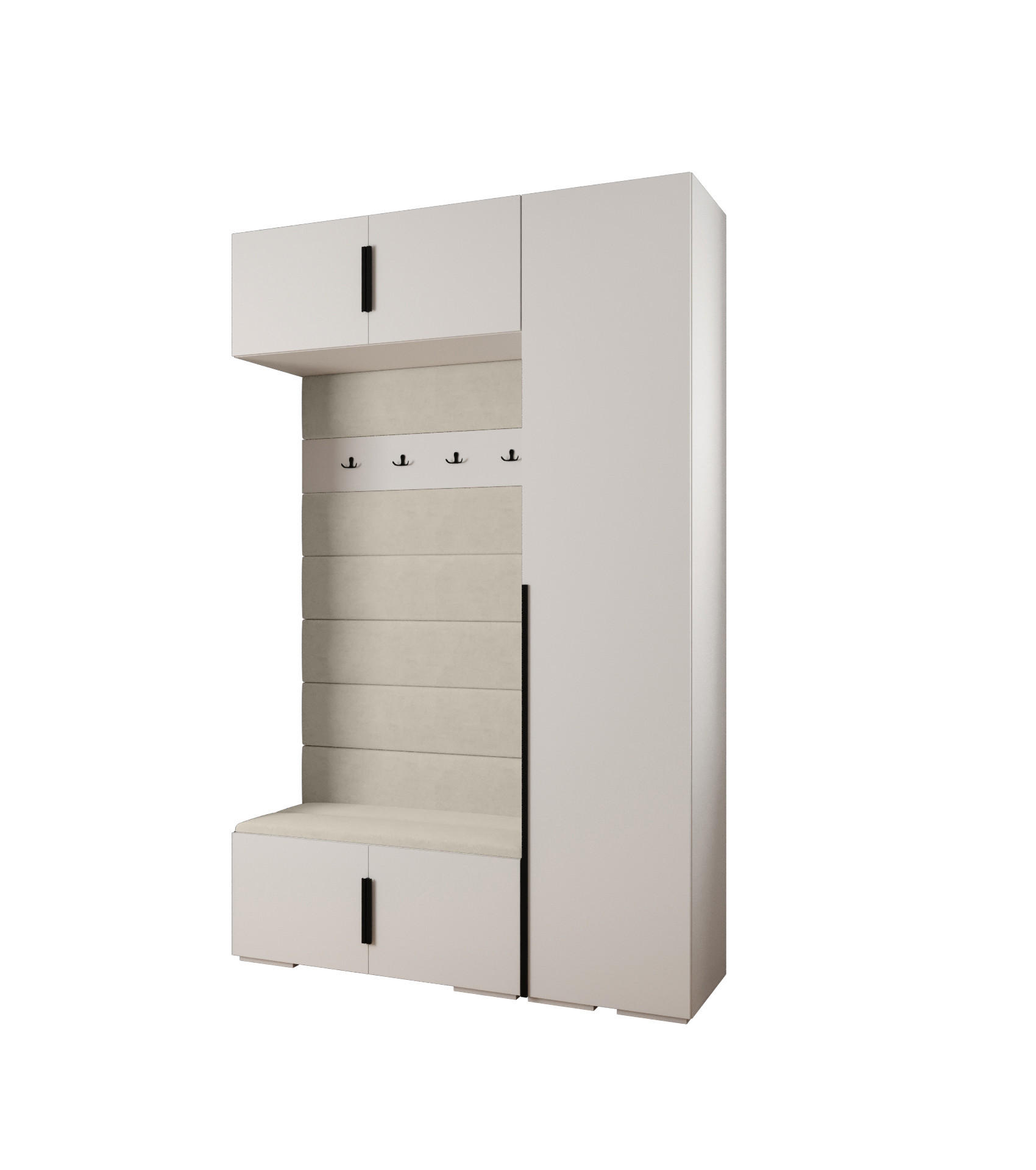 Abiks Möbel Garderoben-Set Weiß, Beige, Schwarz 150x236.7x47 cm
