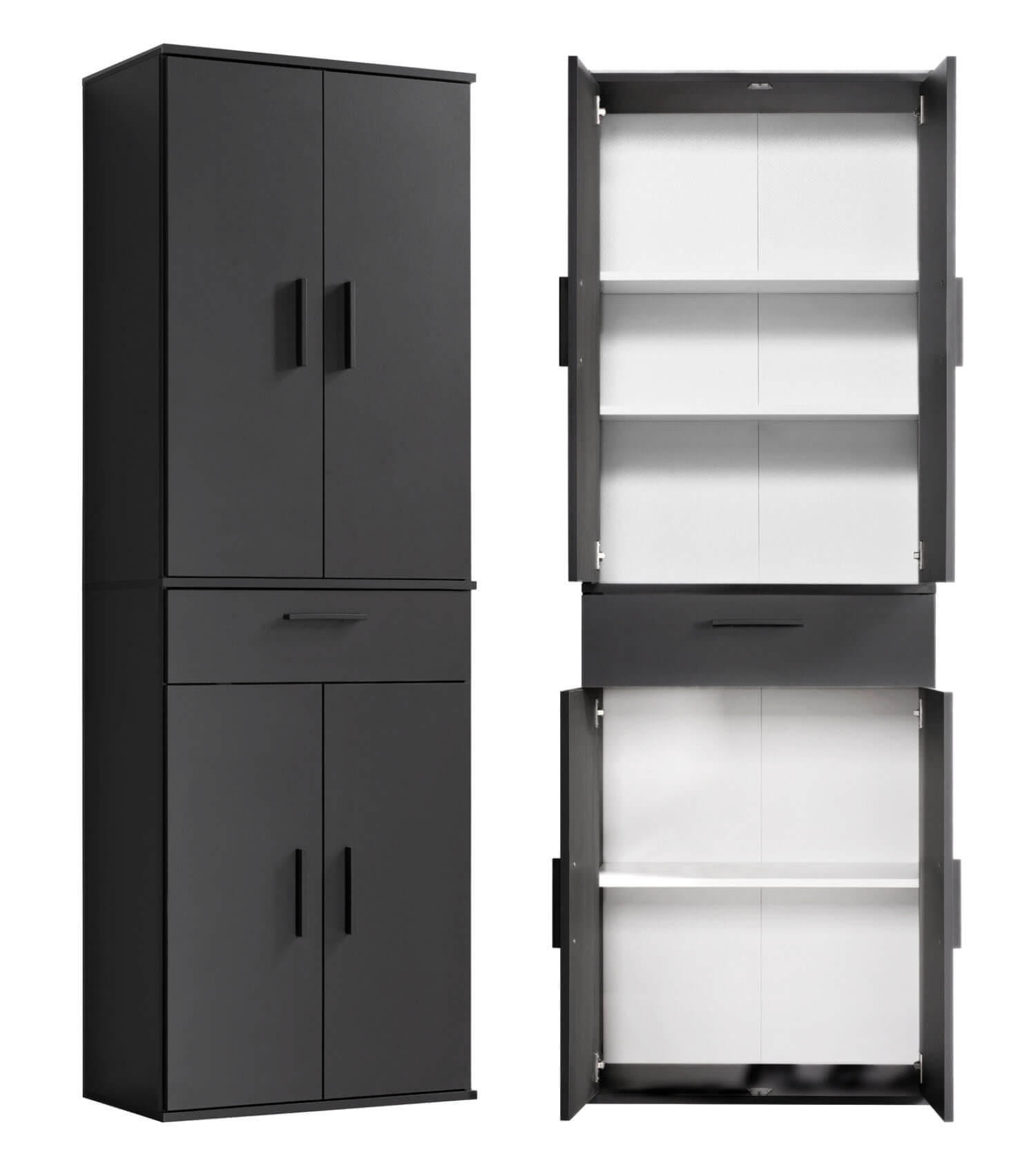 MEHRZWECKSCHRANK Der Praktische - Anthrazit/Schwarz, Holzwerkstoff (60/180/34cm) - Mokebo