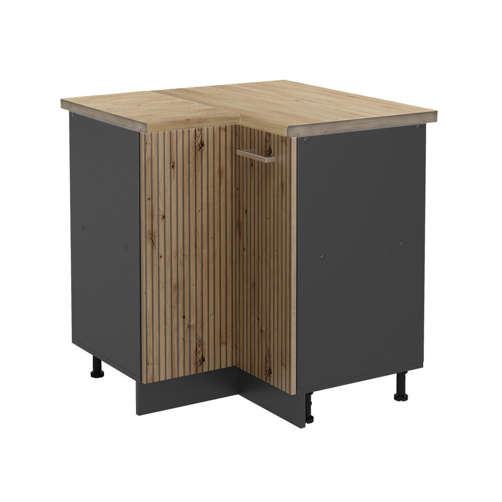 ECKUNTERSCHRANK R-Line Artisan-Eiche 75.6 cm, AP Eiche - Anthrazit/Eiche Artisan, Holzwerkstoff (75.6/81.6/60cm) - Vicco