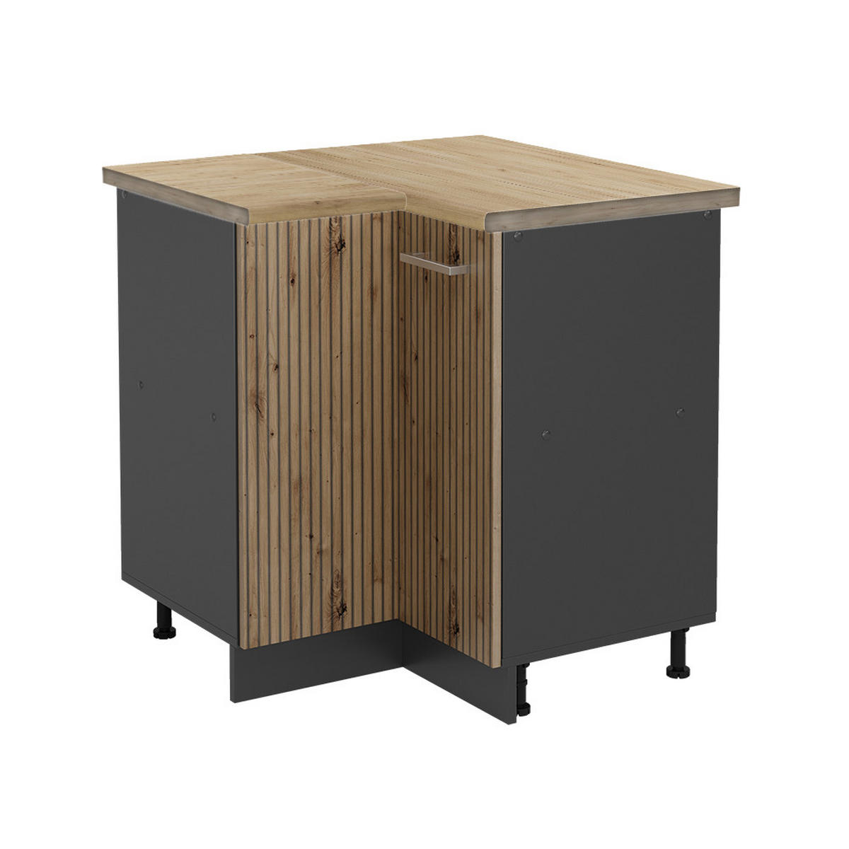 ECKUNTERSCHRANK R-Line Artisan-Eiche 75.6 cm, AP Eiche - Anthrazit/Eiche Artisan, Holzwerkstoff (75.6/81.6/60cm) - Vicco