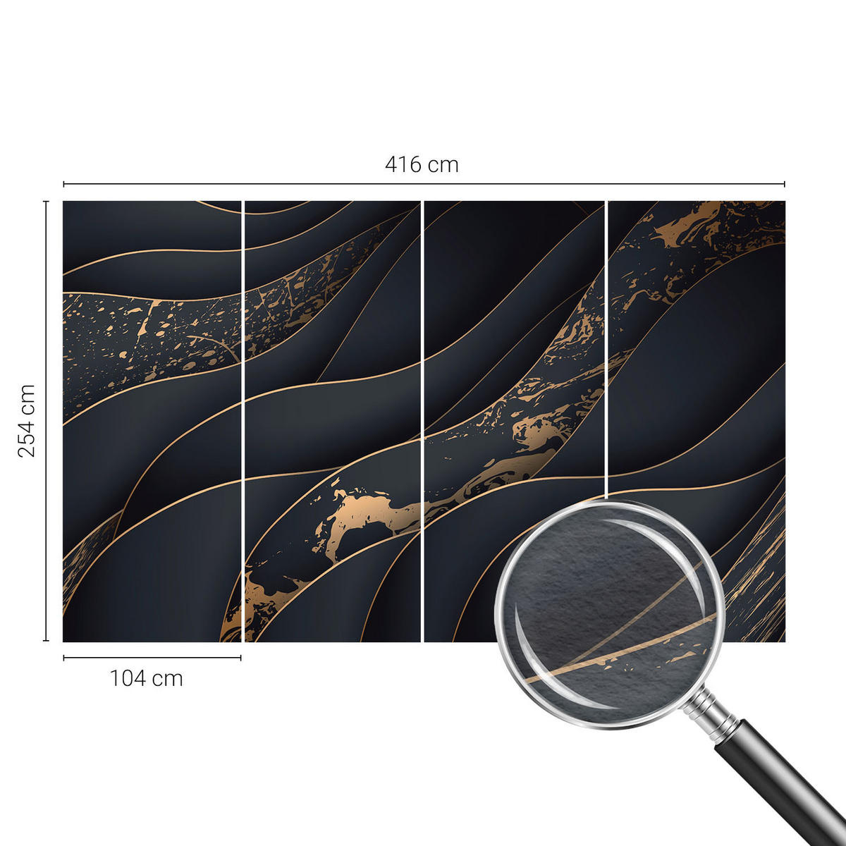 FOTOTAPETE 416x254 cm - Elegante Wellen - Weiß, Textil (416/254cm) - Wallfluent