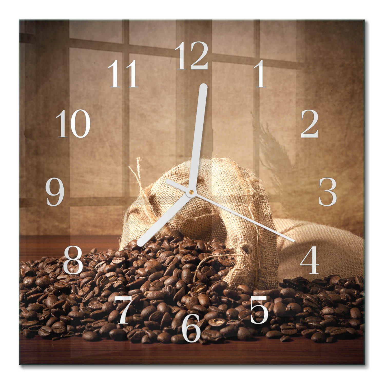 WANDUHR 30x30 cm - Kaffee - Braun, Glas (30/30/0.4cm) - TULUP