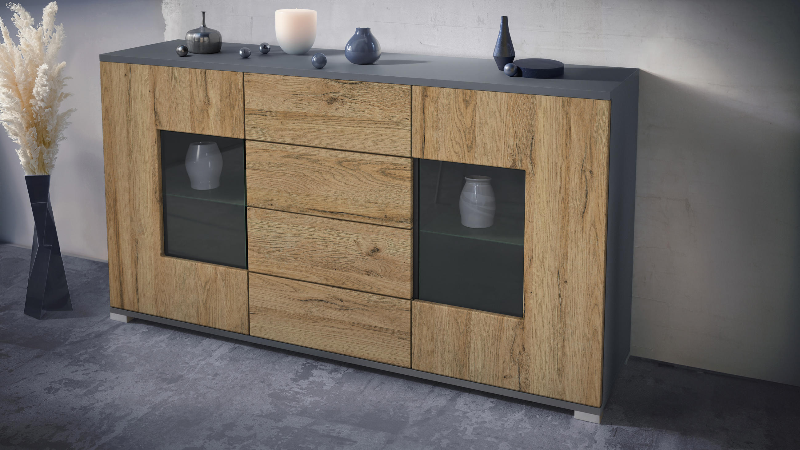 SIDEBOARD Grömitz Eiche Natur - Eichefarben, Holzwerkstoff (138.5/75.5/35cm) - Vladon